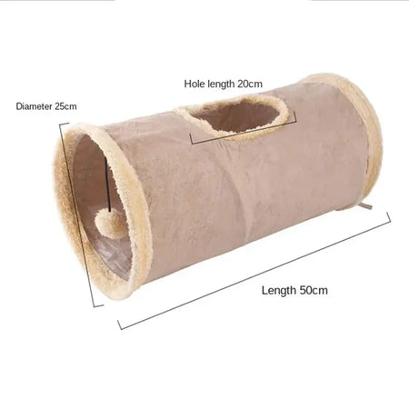 Tunnel pliable avec balle intégrée pour chat