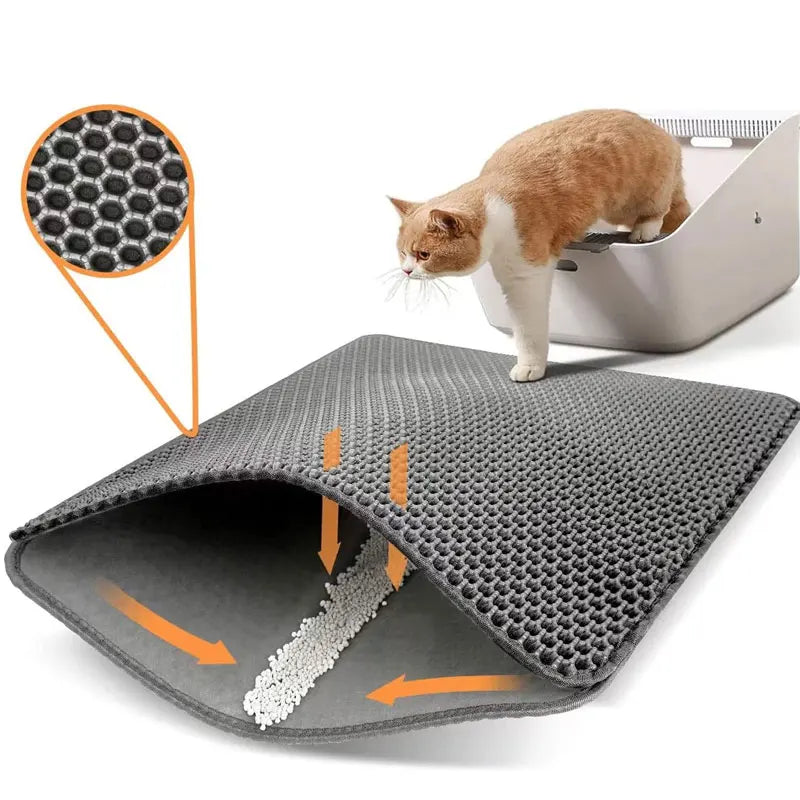 Tapis de litière imperméable à double couche pour chat